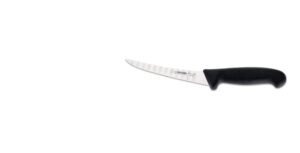 Boning Knife Scalloped edge Medium Flex, 15cm, Giesser – Black Handle (2505wwl 15)
