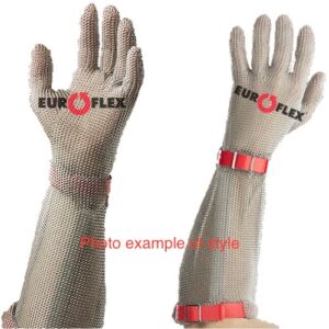 Chain Mesh Glove, 19cm cuff, Euroflex, Red M (sold as 1 glove not pair)