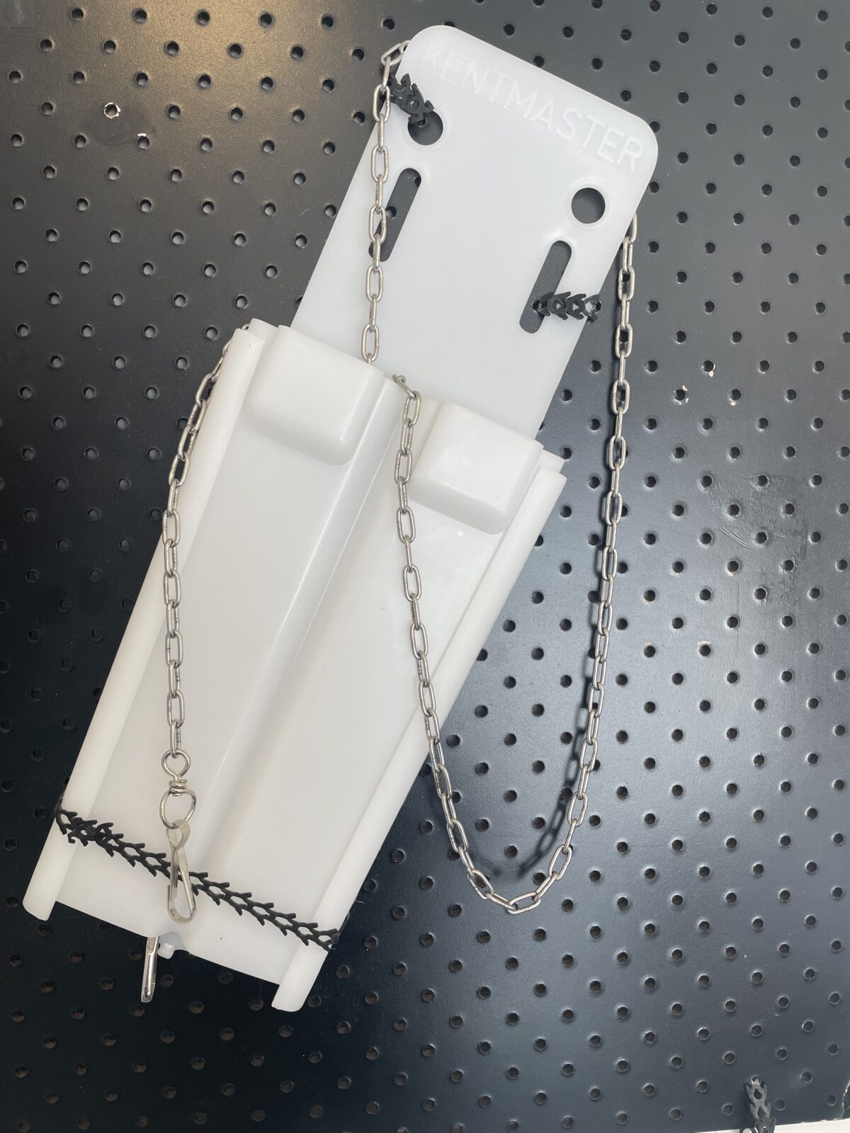 Dual Pouch , Sheath, Knife Scabbard, White, with 60" butchers chain