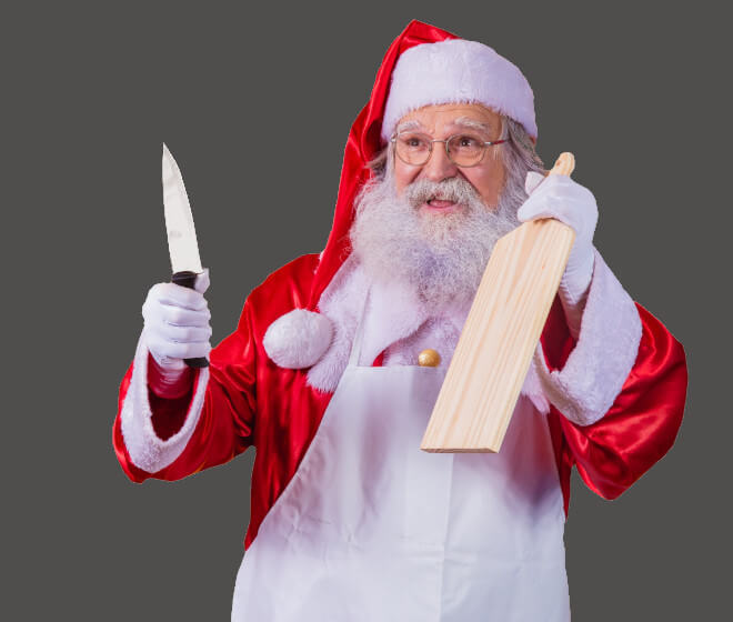 Santa with gifts for butchers